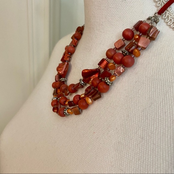 Red Jasper Layered Beaded Necklace - Picture 3 of 7